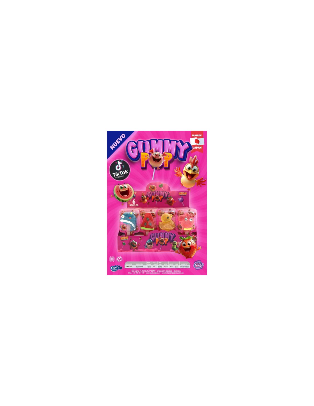 COOL/EXPOSITOR GUMMY POP 6 MODELOS 36 UND. C/12