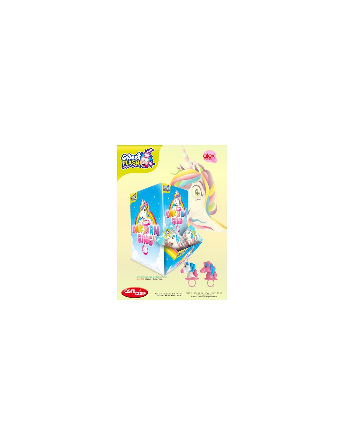 AGRUCONF/UNICORN RING POPS 60 UND. C/4