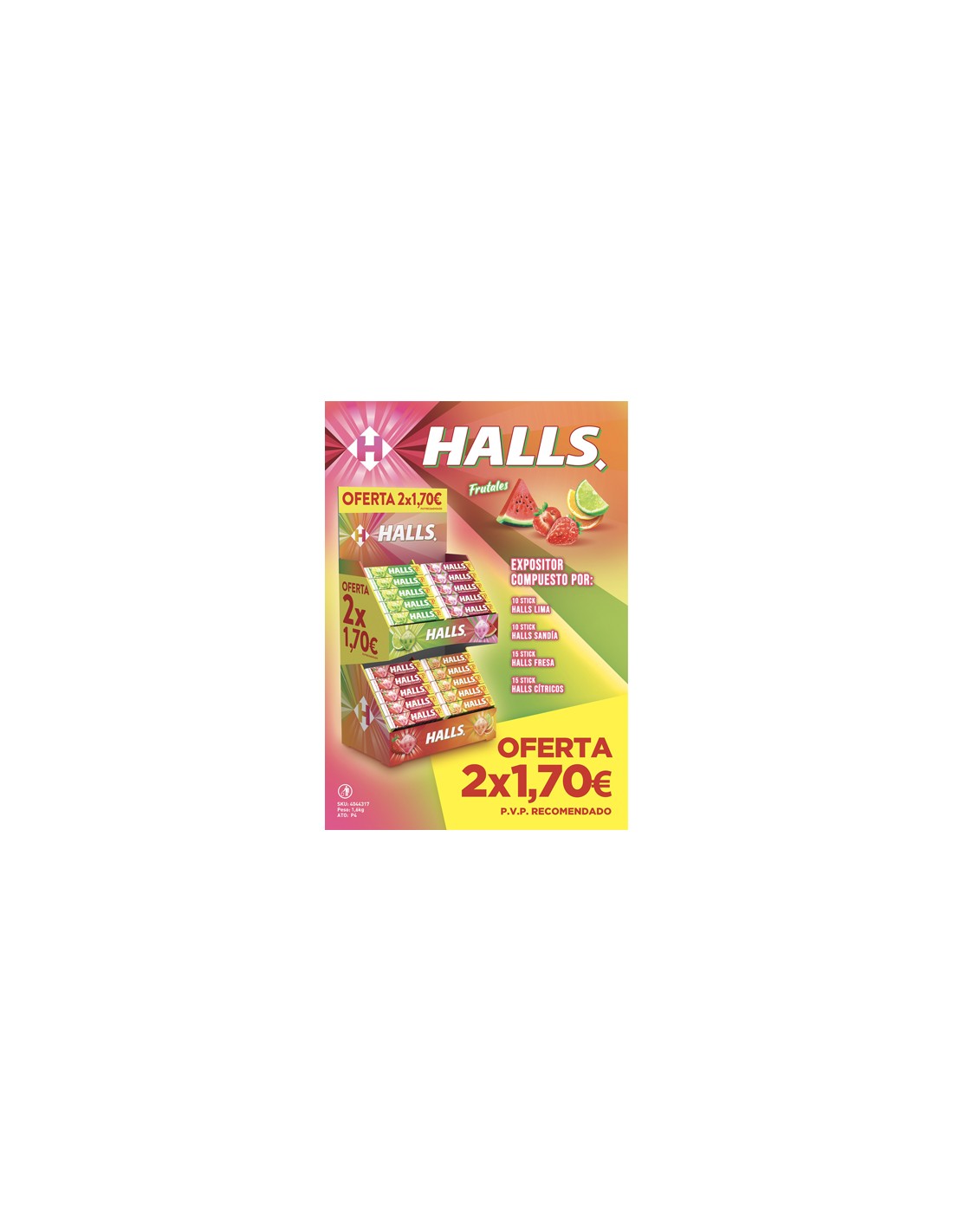 MOND/LOTE HALLS FRUTALES 2 X 1,70  50 UND.