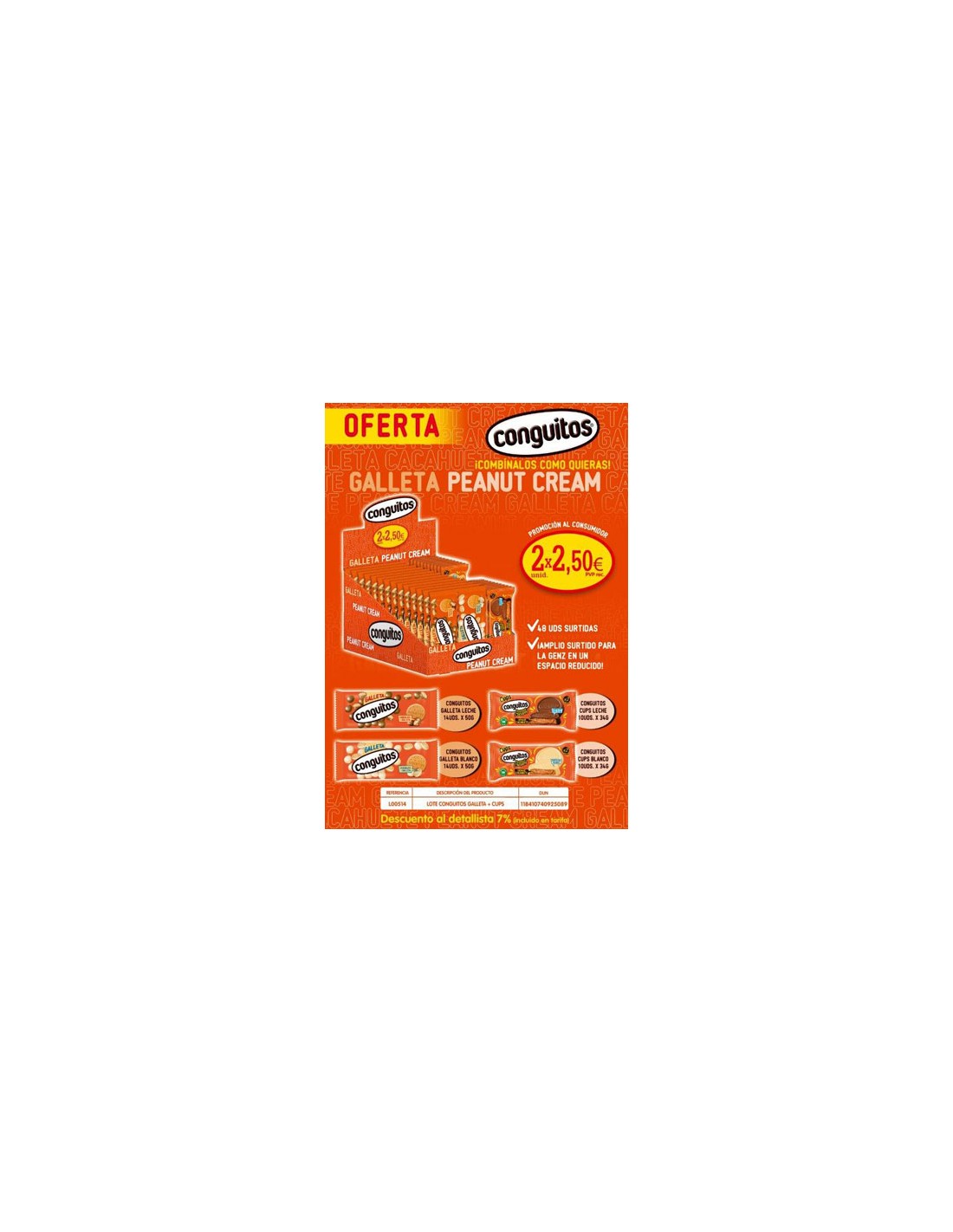 LACASA/LOTE CONGUITO GALLETA - CUPS 2 X 2,50
