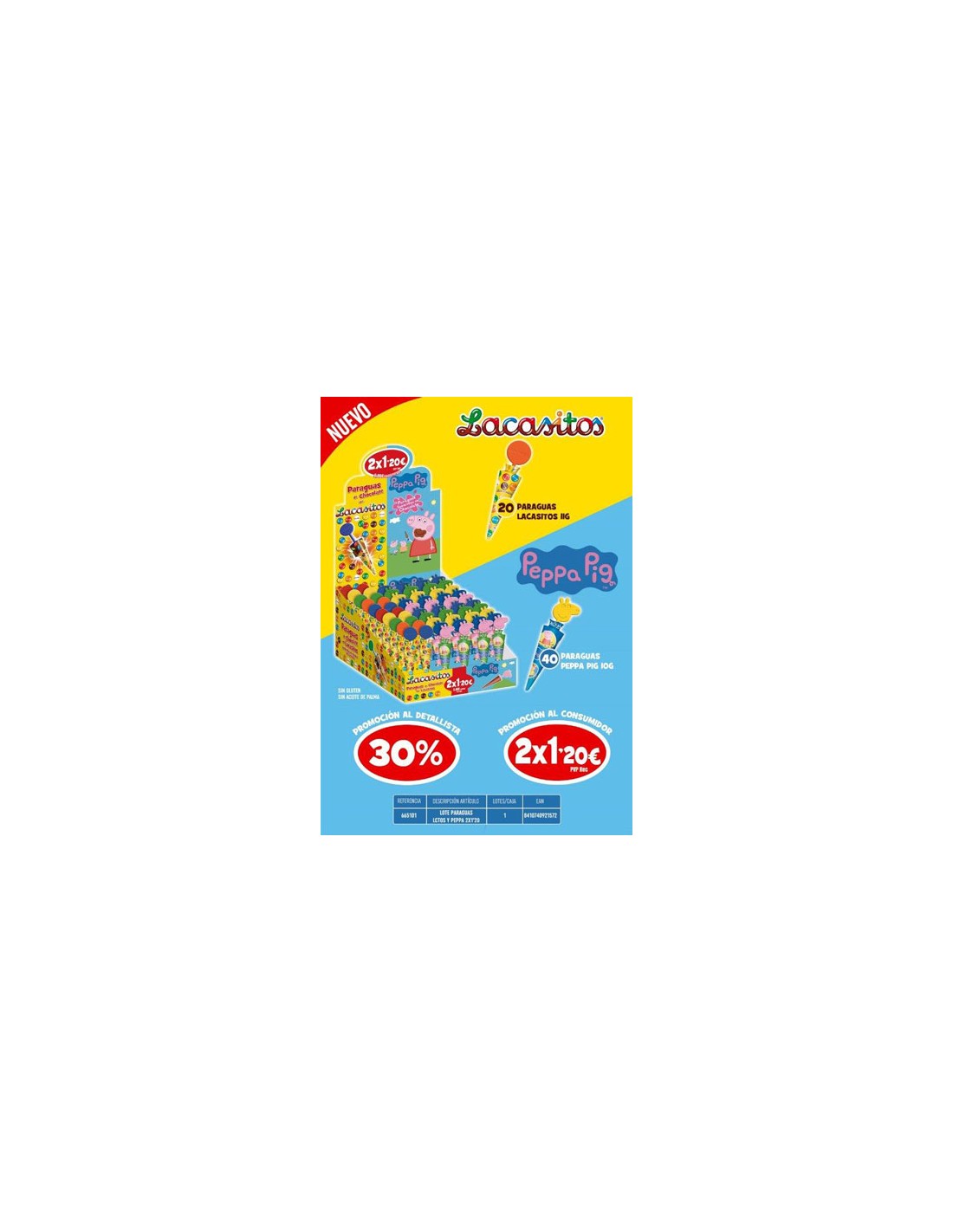 LACASA/LOTE PARAGUAS LACASITOS Y PEPPA 2X1,30 60U