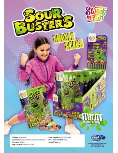 COOL/SOUR BUSTERS BUBBLE ROCKS 12 UND. C/12