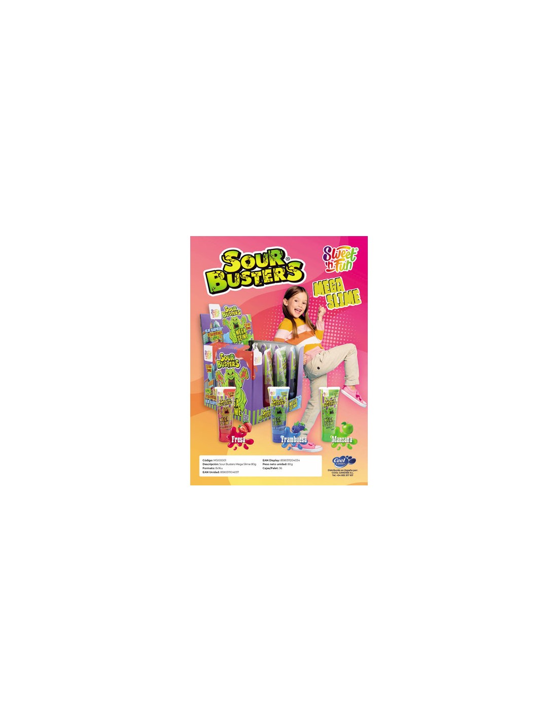 COOL/SOUR BUSTERS MEGA SLIME 16 UND. C/8