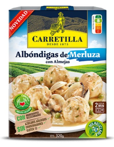 CARRETILLA/ALBONDIGAS DE MERLUZA C/ALMEJAS 10X320G