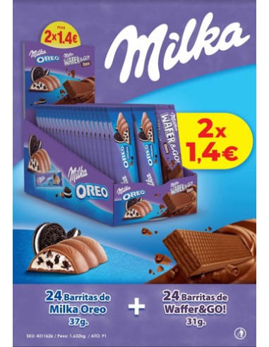 MOND/LOTE MILKA OREO+WAFER & GO 2 X 1,40 48 UND.