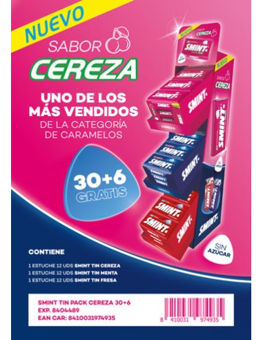 CHUPA/LOTE SMINT TIN CEREZA 30 + 6