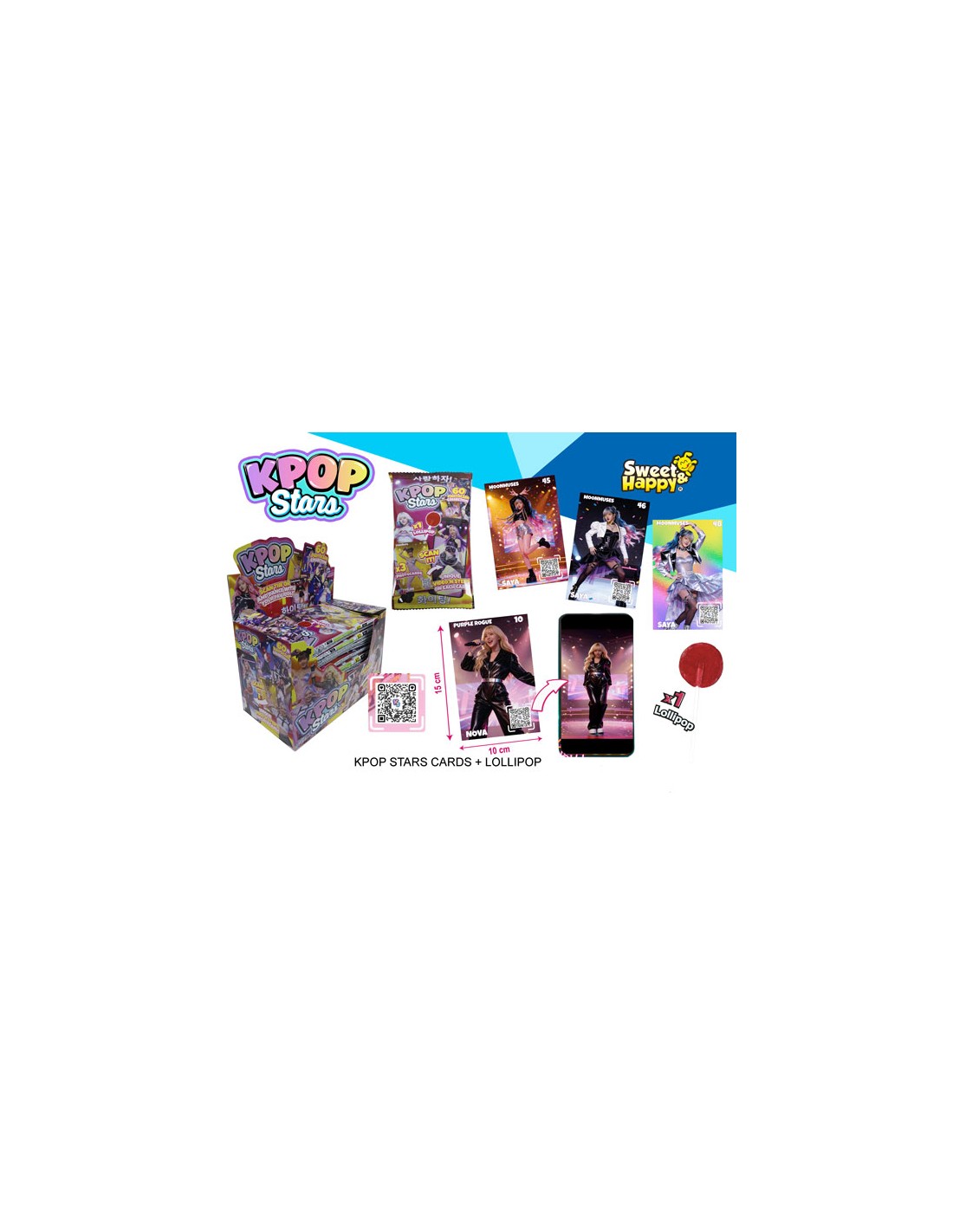 DISGO/KPOP STARS CARDS + LOLLIPOP 24 UDS.  C/12