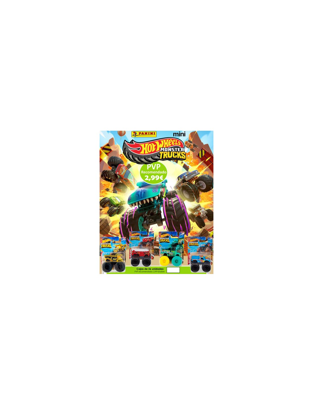 PANINI/HOT WHEELS MINI MONSTER TRUCKS 2,99 36 UN.